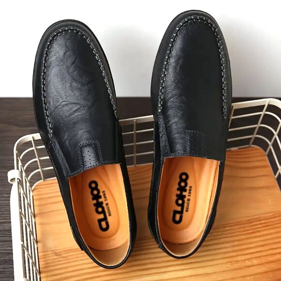 Clohoo Men's Black Handcrafted Cow Leather  Upper Slip-On Loafers Sz US 8 - NWOT - Picture 4 of 4